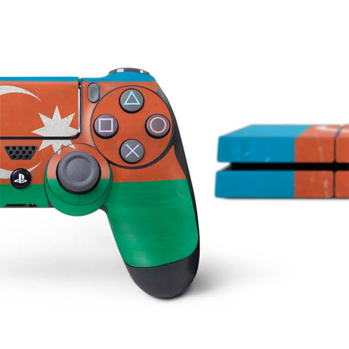 Azerbaijan Flag Distressed PS4 Console and Controller Bundle Skin